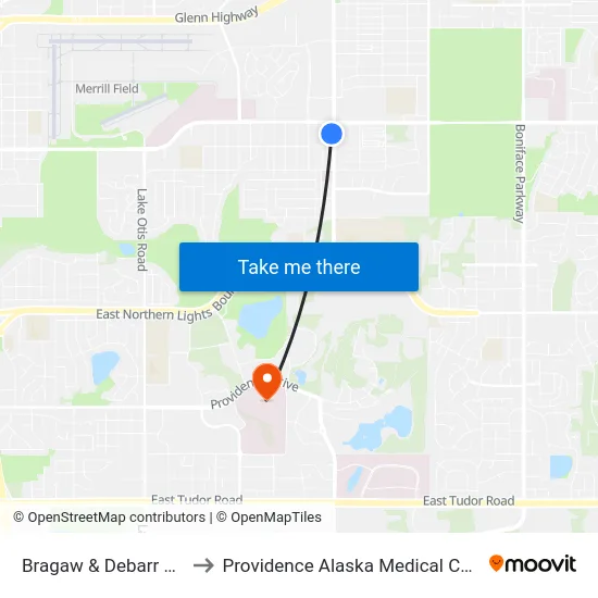 Bragaw & Debarr Ssw to Providence Alaska Medical Center map