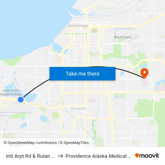 Intl Arpt Rd & Rutan Wnw to Providence Alaska Medical Center map