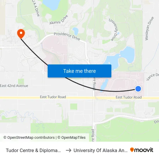 Tudor Centre & Diplomacy Dr Nne to University Of Alaska Anchorage map