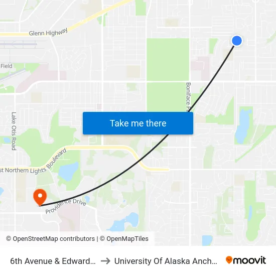 6th Avenue & Edward Ese to University Of Alaska Anchorage map