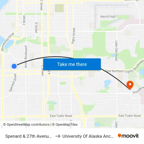 Spenard & 27th Avenue Nnw to University Of Alaska Anchorage map