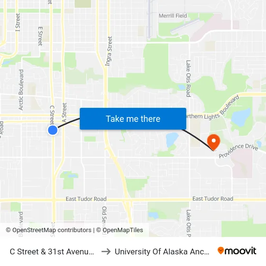 C Street & 31st Avenue Nnw to University Of Alaska Anchorage map