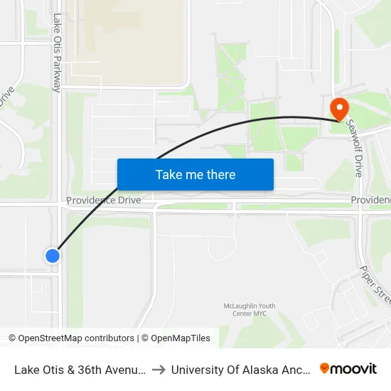 Lake Otis & 36th Avenue Ssw to University Of Alaska Anchorage map