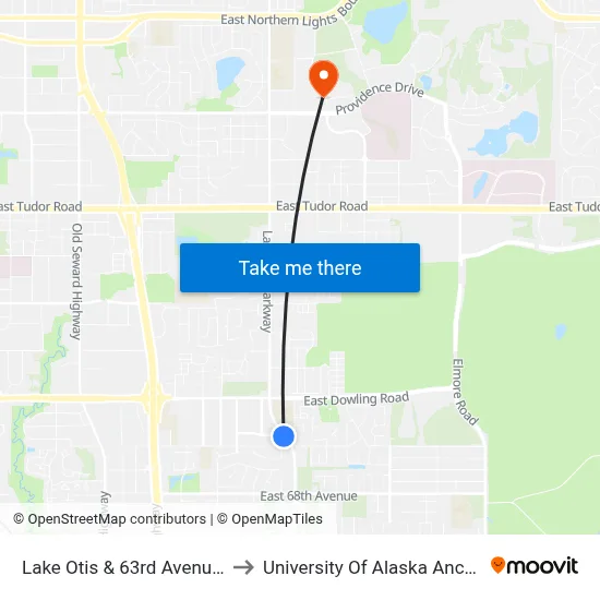 Lake Otis & 63rd Avenue Ssw to University Of Alaska Anchorage map