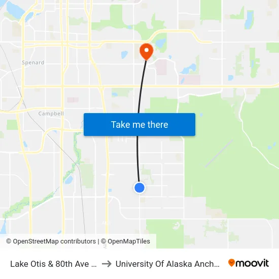 Lake Otis & 80th Ave Ssw to University Of Alaska Anchorage map