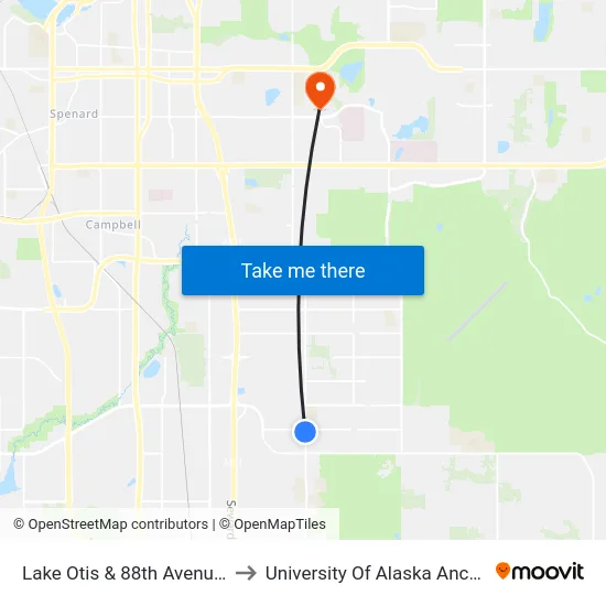 Lake Otis & 88th Avenue Ssw to University Of Alaska Anchorage map