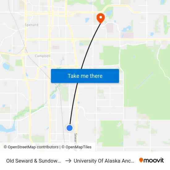 Old Seward & Sundown Nnw to University Of Alaska Anchorage map