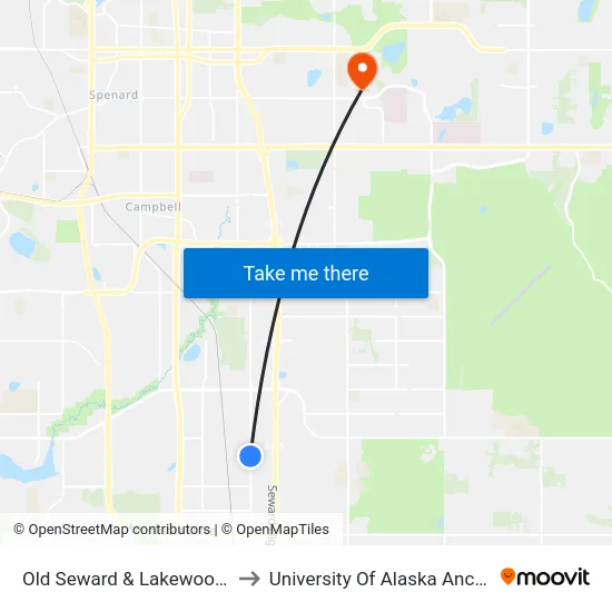 Old Seward & Lakewood Nnw to University Of Alaska Anchorage map