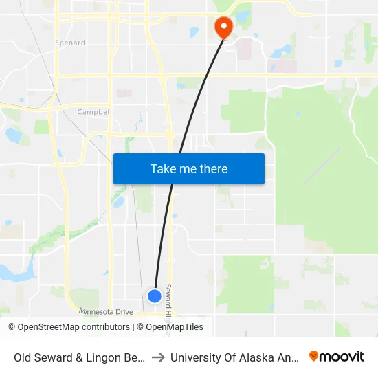 Old Seward & Lingon Berry Ssw to University Of Alaska Anchorage map