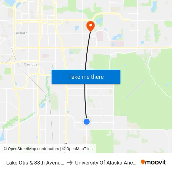 Lake Otis & 88th Avenue Nne to University Of Alaska Anchorage map