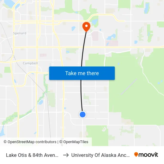 Lake Otis & 84th Avenue Sse to University Of Alaska Anchorage map