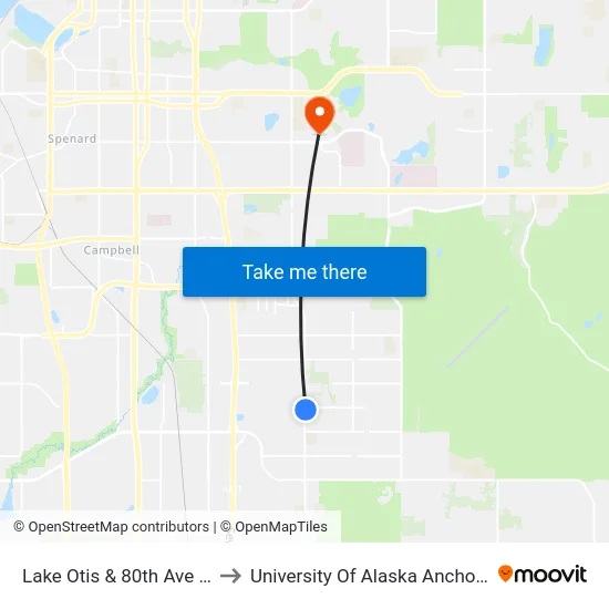 Lake Otis & 80th Ave Sse to University Of Alaska Anchorage map
