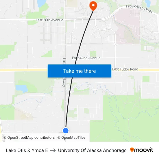 Lake Otis & Ymca E to University Of Alaska Anchorage map