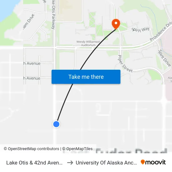 Lake Otis & 42nd Avenue Nne to University Of Alaska Anchorage map