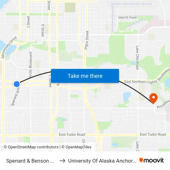 Spenard & Benson Nnw to University Of Alaska Anchorage map