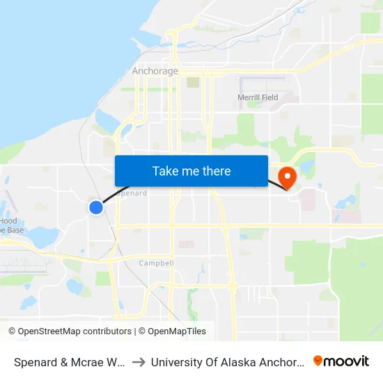 Spenard & Mcrae Wnw to University Of Alaska Anchorage map