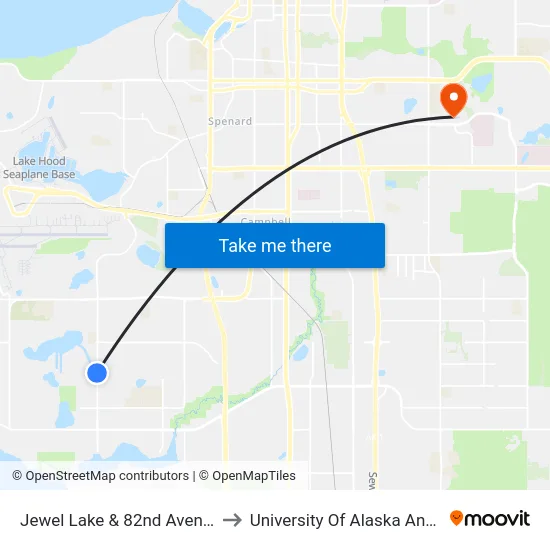 Jewel Lake & 82nd Avenue Nnw to University Of Alaska Anchorage map