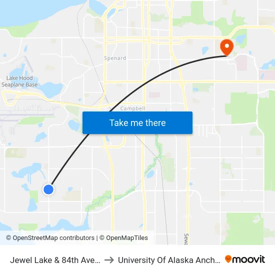 Jewel Lake & 84th Ave Nnw to University Of Alaska Anchorage map