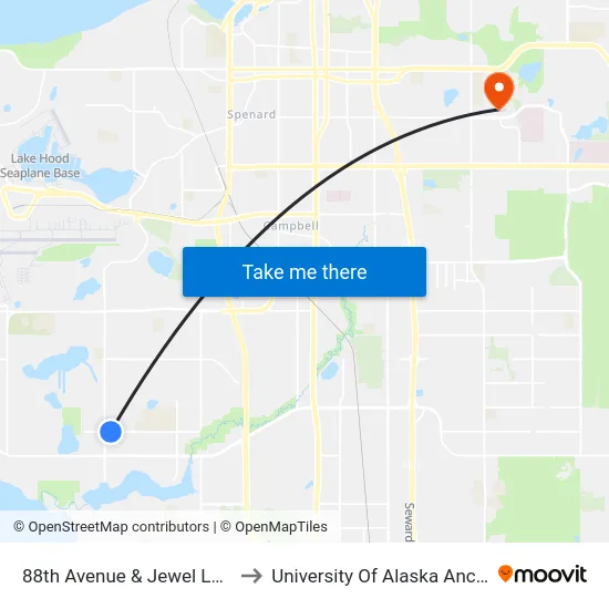 88th Avenue & Jewel Lake Ese to University Of Alaska Anchorage map