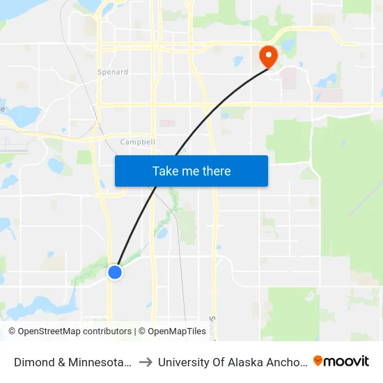Dimond & Minnesota Ese to University Of Alaska Anchorage map
