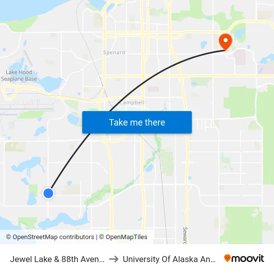 Jewel Lake & 88th Avenue Nne to University Of Alaska Anchorage map