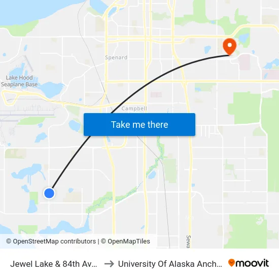 Jewel Lake & 84th Ave Sse to University Of Alaska Anchorage map