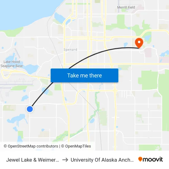 Jewel Lake & Weimer Nne to University Of Alaska Anchorage map