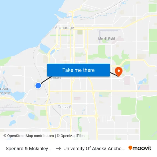 Spenard & Mckinley Sse to University Of Alaska Anchorage map