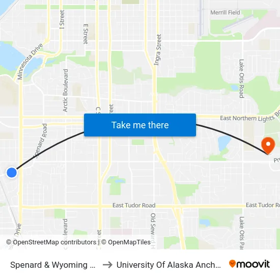 Spenard & Wyoming Wsw to University Of Alaska Anchorage map