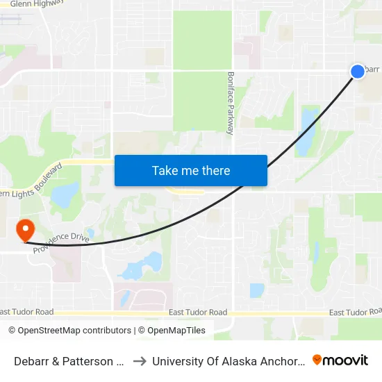 Debarr & Patterson Ese to University Of Alaska Anchorage map
