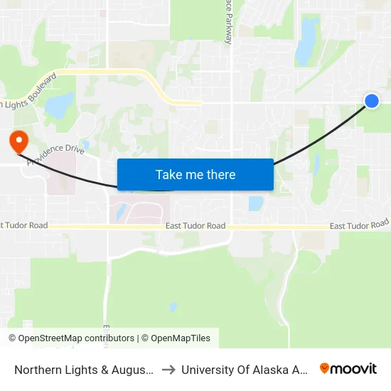 Northern Lights & Augustine Wnw to University Of Alaska Anchorage map