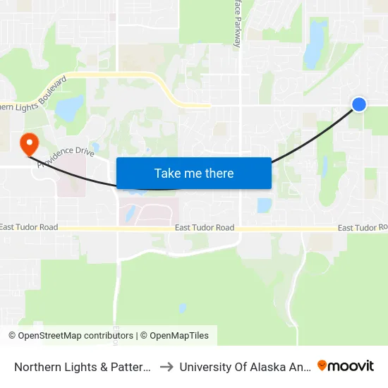 Northern Lights & Patterson Wnw to University Of Alaska Anchorage map