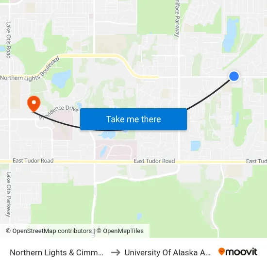 Northern Lights & Cimmaron Wnw to University Of Alaska Anchorage map