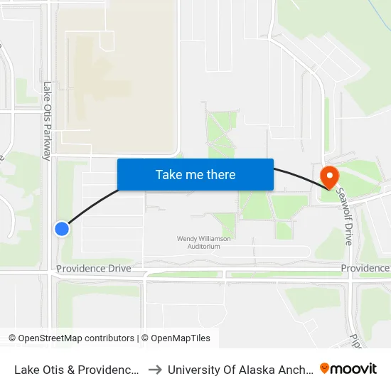 Lake Otis & Providence Nne to University Of Alaska Anchorage map