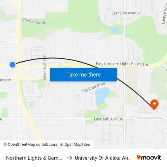 Northern Lights & Gambell Ene to University Of Alaska Anchorage map