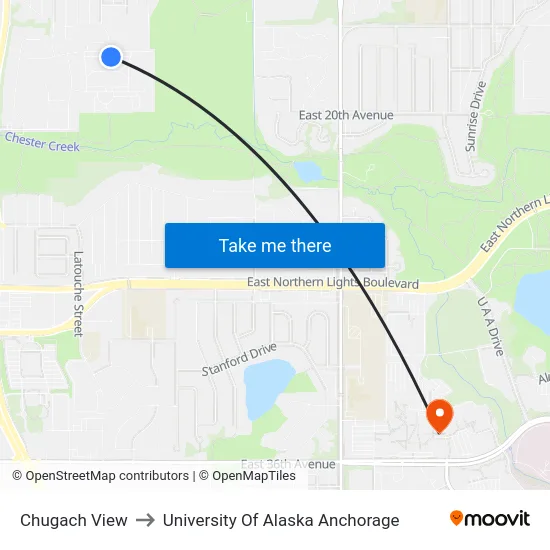 Chugach View to University Of Alaska Anchorage map