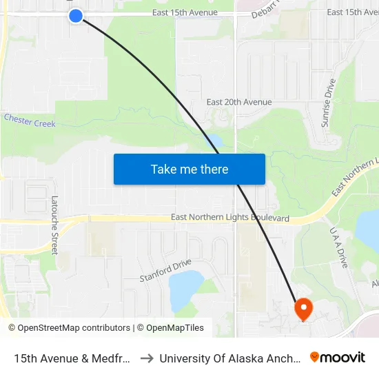 15th Avenue & Medfra Ese to University Of Alaska Anchorage map