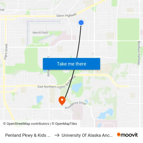Penland Pkwy & Kids Ct Ese to University Of Alaska Anchorage map