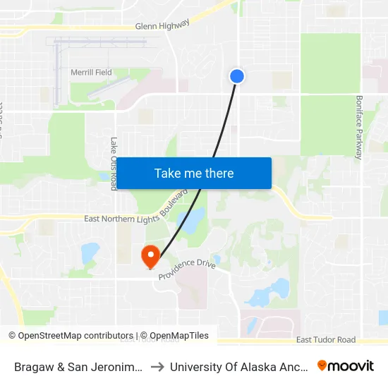 Bragaw & San Jeronimo Nnw to University Of Alaska Anchorage map