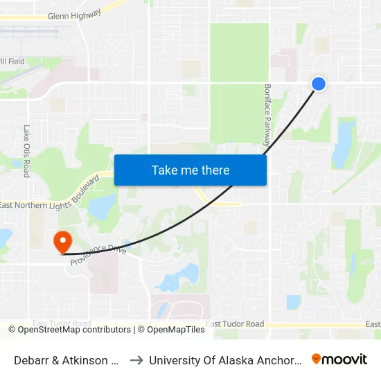 Debarr & Atkinson Ese to University Of Alaska Anchorage map