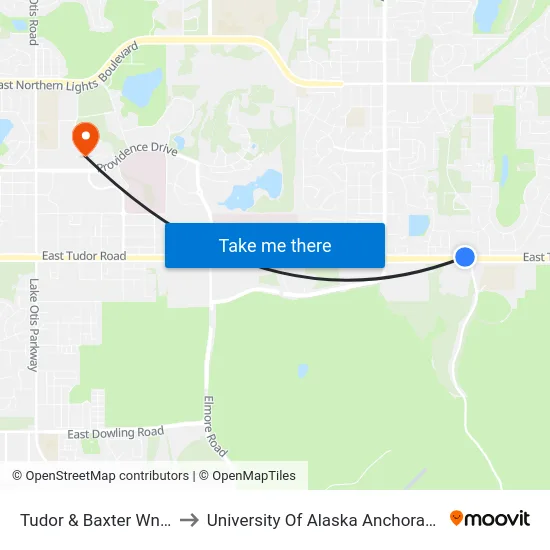 Tudor & Baxter Wnw to University Of Alaska Anchorage map