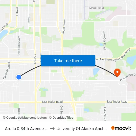 Arctic & 34th Avenue Ssw to University Of Alaska Anchorage map