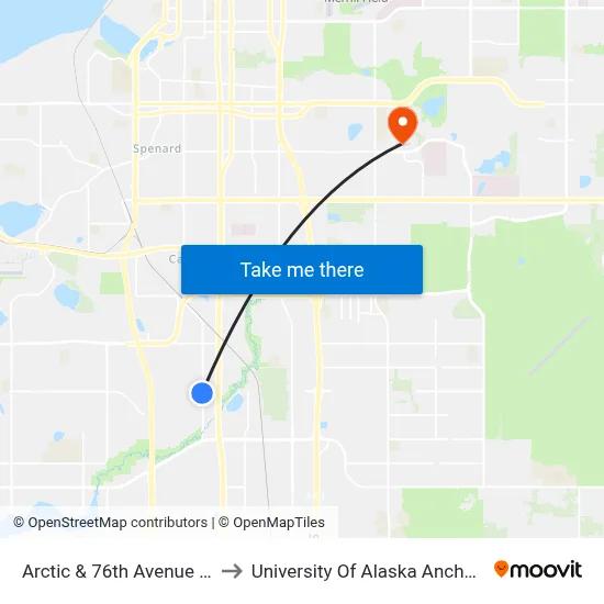Arctic & 76th Avenue Ssw to University Of Alaska Anchorage map