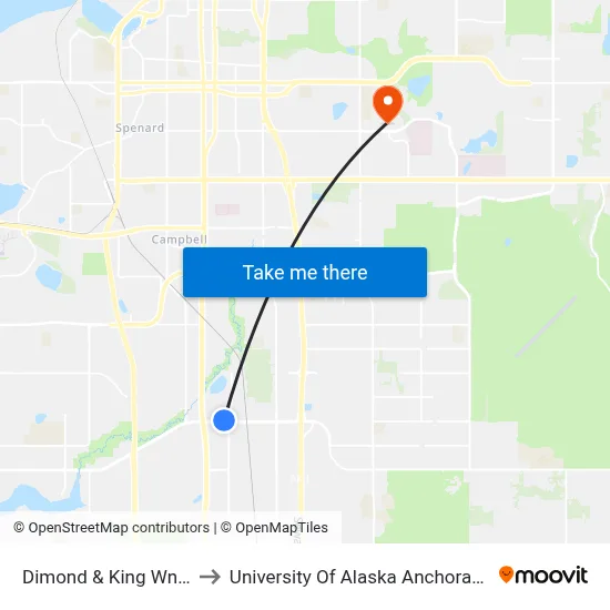 Dimond & King Wnw to University Of Alaska Anchorage map