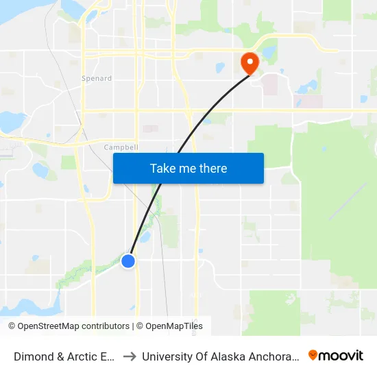 Dimond & Arctic Ese to University Of Alaska Anchorage map