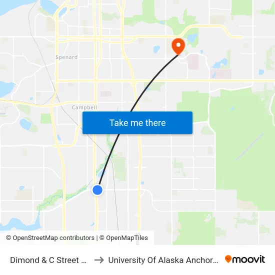 Dimond & C Street Ese to University Of Alaska Anchorage map