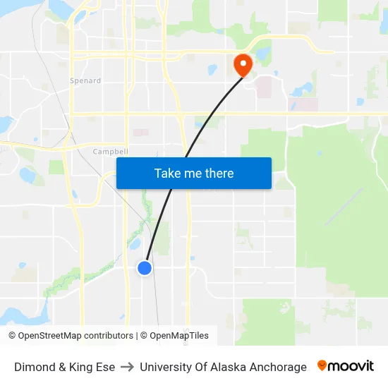 Dimond & King Ese to University Of Alaska Anchorage map