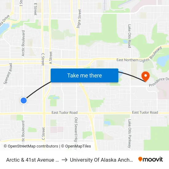 Arctic & 41st Avenue Nne to University Of Alaska Anchorage map