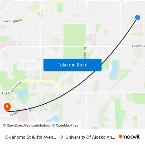Oklahoma St & 4th Avenue Nnw to University Of Alaska Anchorage map