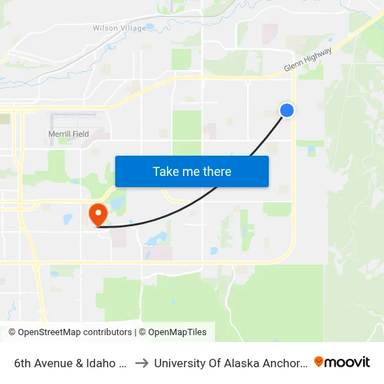 6th Avenue & Idaho Ese to University Of Alaska Anchorage map